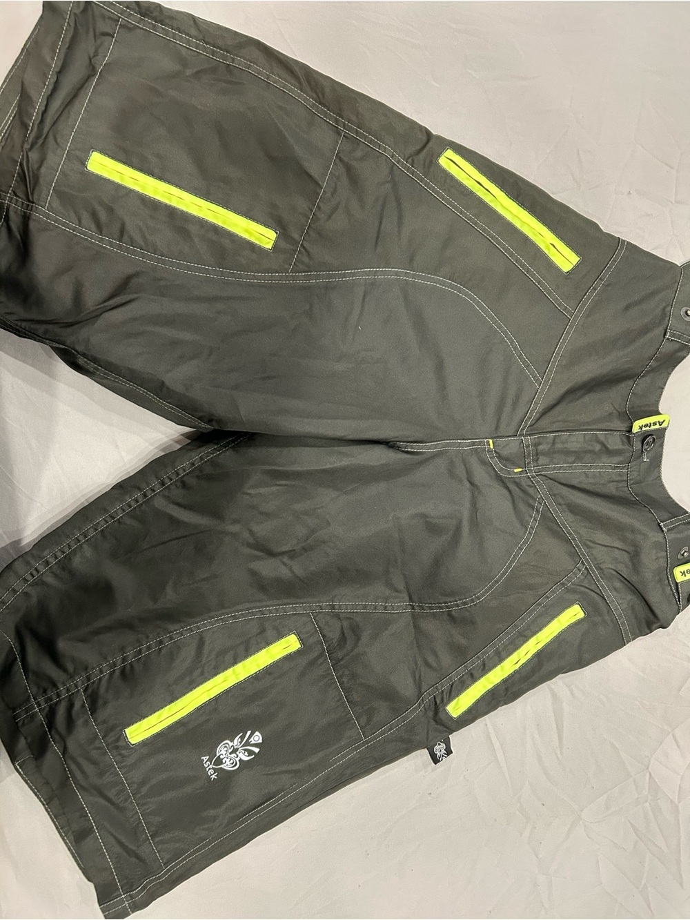 Men's Black Cargo Shorts with Hi-Vis Yellow Accents